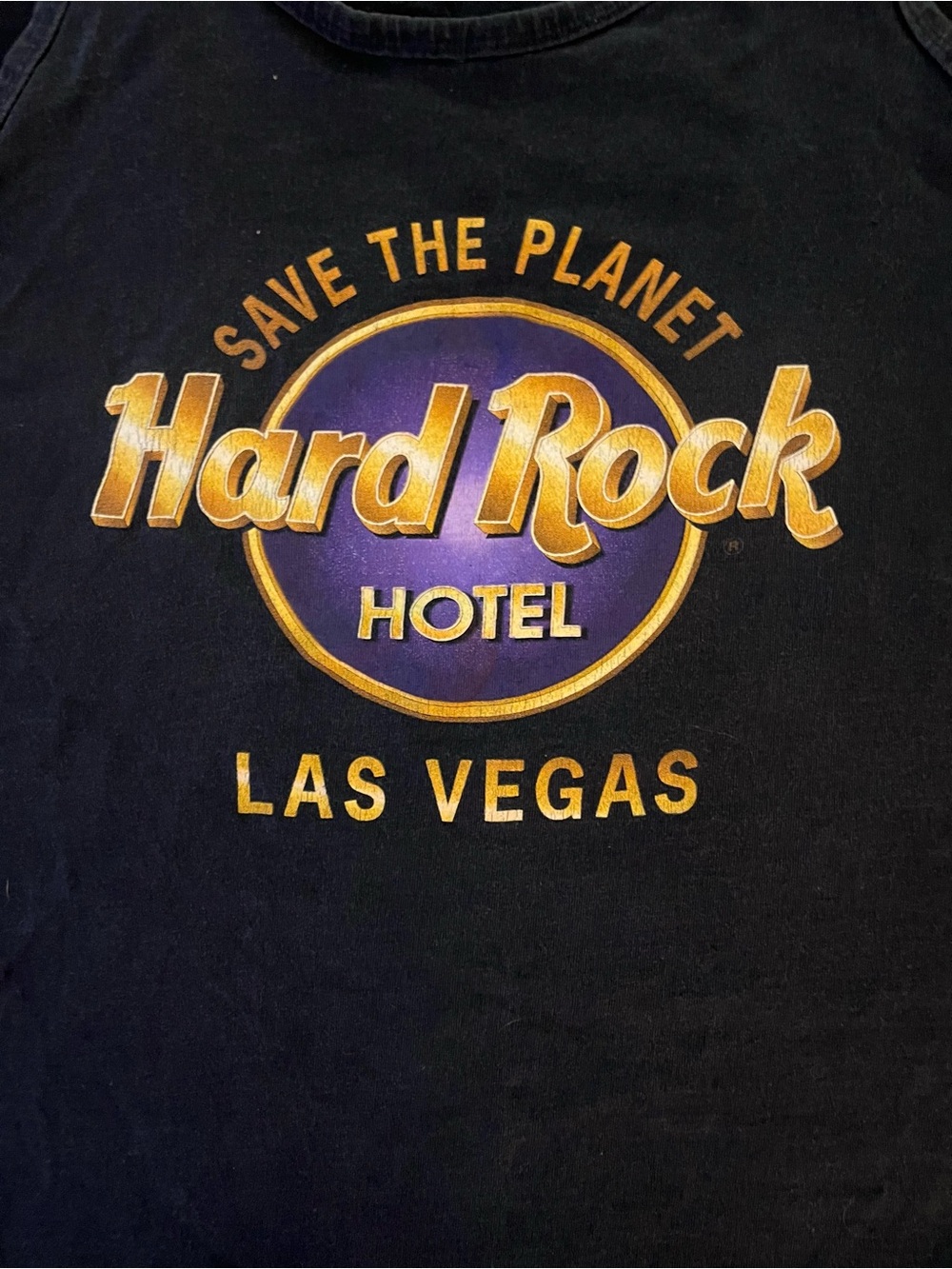 Hard Rock Hotel Las Vegas Tank Top Mens Large Black Save The Planet USA 90s VTG - Picture 2 of 6